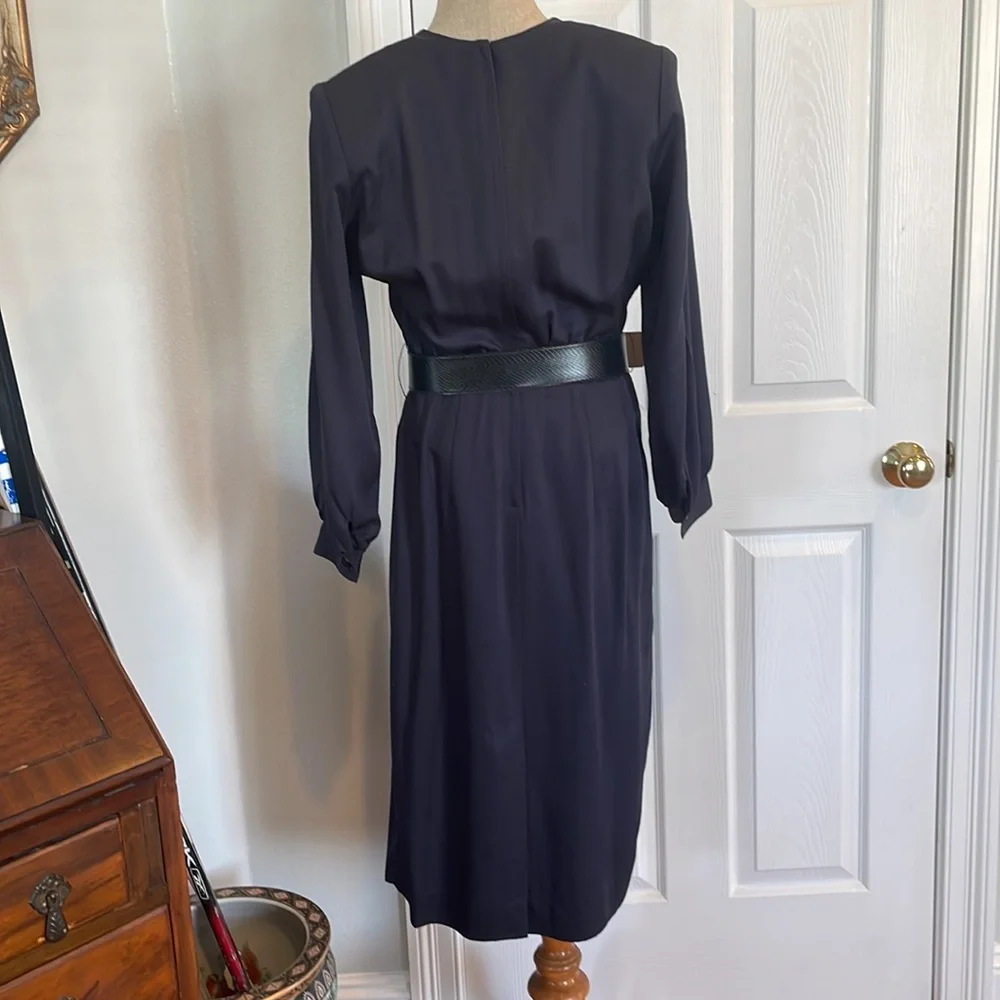 Vintage dress navy blue petite size 10 - Picture 4 of 13